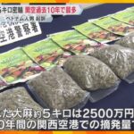 大麻約5キロを密輸か　ベトナム国籍の30歳男を逮捕　関西空港では過去10年間で最多の押収量