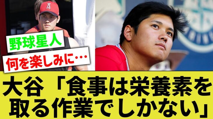 【ヤバすぎる】大谷翔平『食事は自分で作っている。食事は栄養素を補給する作業でしかない』【なんｊ反応】