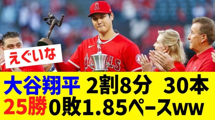 炎上した大谷翔平さん、シーズン25勝0敗 1.85の2割8分40本100打点ぺースwww【なんJ なんG野球反応】【2ch 5ch】