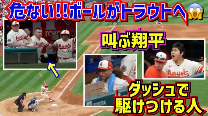 危ない‼️叫ぶ大谷と逃げるトラウト そこに駆け付けるジョンレノ(仮)【現地映像】 ShoheiOhtani Angels