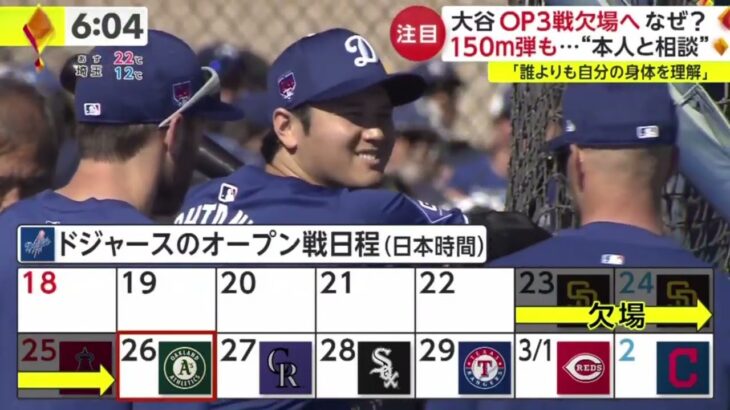 2月19日プロ野球ニュース【ＭＬＢ】大谷OP3戦欠場へなぜ? 150m弾も…“本人と相談”「誰よりも自分の身体を理解」