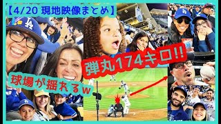 ⚾大谷翔平173.5キロ弾丸タイムリー＆5個目盗塁は年間37個ペース！【ドジャスタが揺れるｗ現地映像まとめ】（2024.4.20 Dodgers 4-9 Reds）