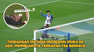 HEAD SHOT| DE GEA terkena headshot MITOMA sampe terkapar