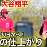 最新！大谷翔平が驚異の仕上がり！マブダチとのキャッチボール　2023キャンプ初日！【現地映像】