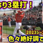 大谷翔平2023シーズン始動‼️色々絶好調😂【現地映像】2/26オープン戦3塁打ShoheiOhtani Angels