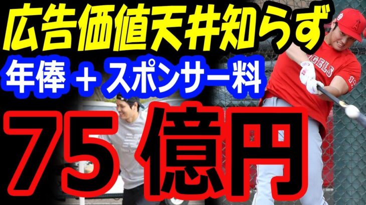 大谷翔平の広告価値は天井知らずの総額約35億円！年俸+スポンサー料で年収75億円に向けWBCへ向けキャンプイン【FA移籍争奪戦】