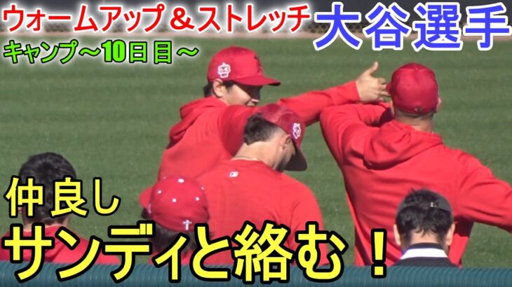 仲良しサンディと絡む！【大谷翔平選手】ウォームアップ＆ストレッチ Shohei Ohtani 2023 Spring Training Day 10