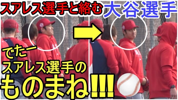 今シーズン、スアレス選手と初絡み！【大谷翔平選手】本人の目の前でものまねをする Shohei Ohtani 2023 Spring Training Day 3