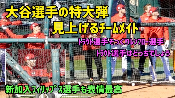 大谷選手の特大弾 見上げるトラウト選手と新加入のチームメイトたち Shohei Ohtani Angels 大谷翔平