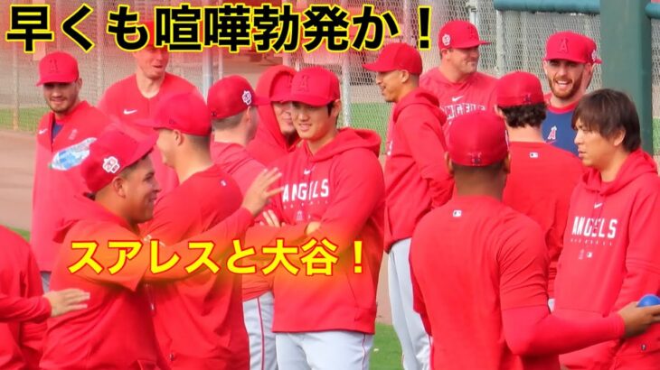 ケンカ勃発！大谷vsスアレス！キャンプ3日目で早くもシーズン初の直接対決！【現地映像】