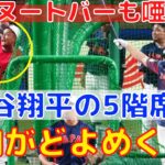 【現地映像】大谷翔平 5階席へ驚愕の打撃に場内が騒然！ヌートバーも驚く飛距離！