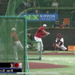 バックスクリーンへ運ぶホームラン！　VSチェコ戦　大谷翔平選手打撃練習