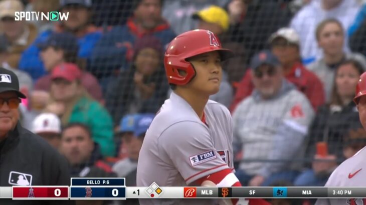 【大谷翔平 初球打ってヒット】第1打席はセンター前ヒット! 4.18