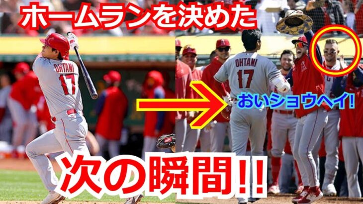 トラウトが今季第1号を決めた大谷翔平がベンチに戻るときに見せた計らいに海外が大絶賛「トラウトかわいい」【海外の反応 エンゼルス MLB ホームラン アスレチックス】