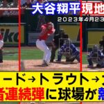 【現地映像まとめ】大谷翔平が5号ホームラン！3者連続弾で球場の盛り上がりがヤバいwwwww【ウォード・トラウト・大谷】