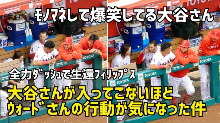 爆笑する大谷さんの後ろ ウォードさんの行動が気になった件 Shohei Ohtani エンゼルス Angels  大谷翔平 現地映像