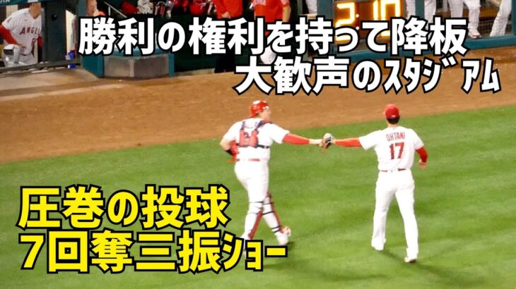 圧巻の７回 三者凡退 大歓声のスタジアム 勝利の権利を持って降板 Shohei Ohtani エンゼルス Angels  大谷翔平 現地映像