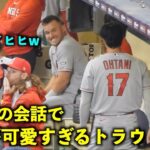 可愛い兄貴w 大谷翔平との会話で笑顔が最高すぎるトラウトw【現地映像】エンゼルスvsブリュワーズ第１戦4/29