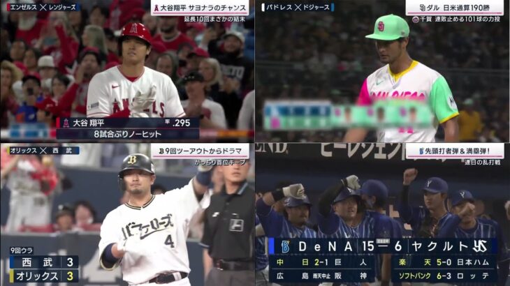 05月06日 プロ野球ニュース【MLB & NPB】大谷 豪快弾&奪三振ショー。大谷翔平サヨナラのチャンス。ヤクルトが今季ワースト１７失点で大。オリックス頓宮がサヨナラ打