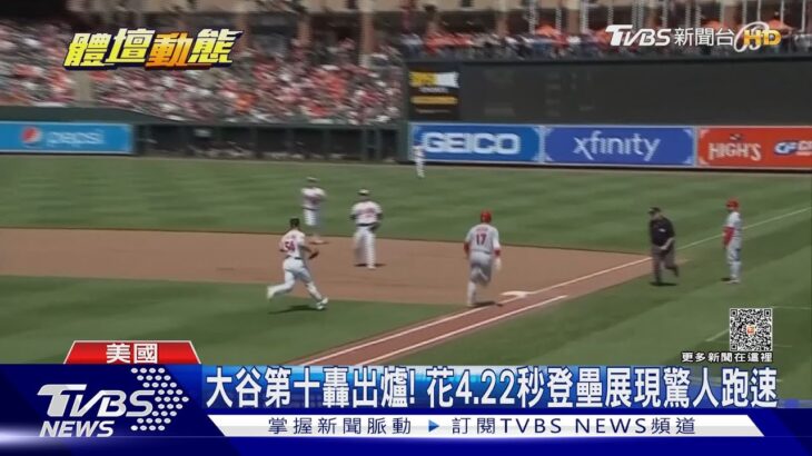 大谷第十轟出爐! 花4.22秒登壘展現驚人跑速｜TVBS新聞 @TVBSNEWS01