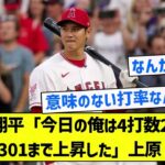 【ミュート】大谷翔平「今日の俺は4打数2安打、打率は.301まで上昇した」上原「！！！」【5chまとめ】