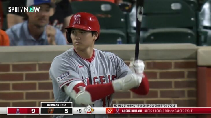 【速報】#大谷翔平 これで先発投手初の5出塁! エンゼルスvsオリオールズ 5.16