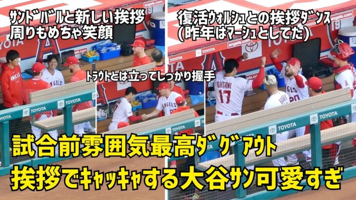 雰囲気最高ダグアウト 試合前挨拶でキャッキャする大谷さんが可愛すぎる件  エンゼルス Angels  大谷翔平 Shohei Ohtani 現地映像