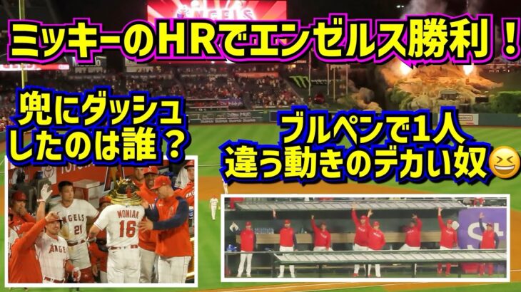 ミッキーのHRでエンゼルス勝利‼️その時ダグアウトはバタバタ💦ブルペンでは違う動きのデカい奴🤣【現地映像】5/22vsレッドソックスMickeyMoniak ShoheiOhtani Angels