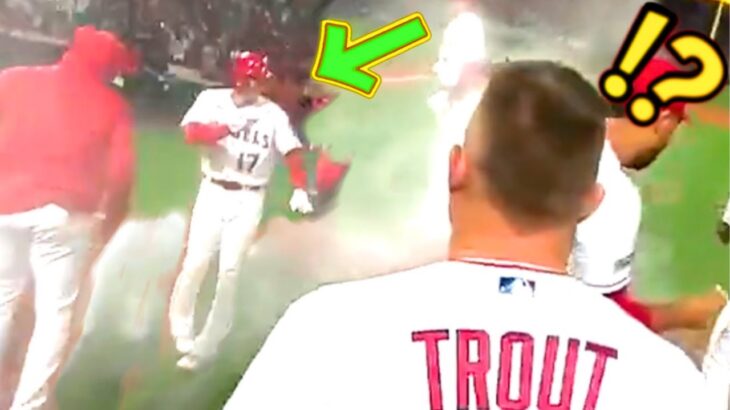 トラウトが目撃！大谷が逆転サヨナラ勝ちの喜びの煙中でまさかの・・最高過ぎて言葉を失ってしまうわ！【shohei ohtani】