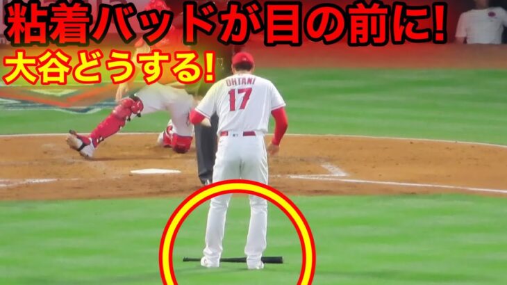 粘着バッドが大谷の目の前に！大谷が衝撃の行動に！【現地映像】