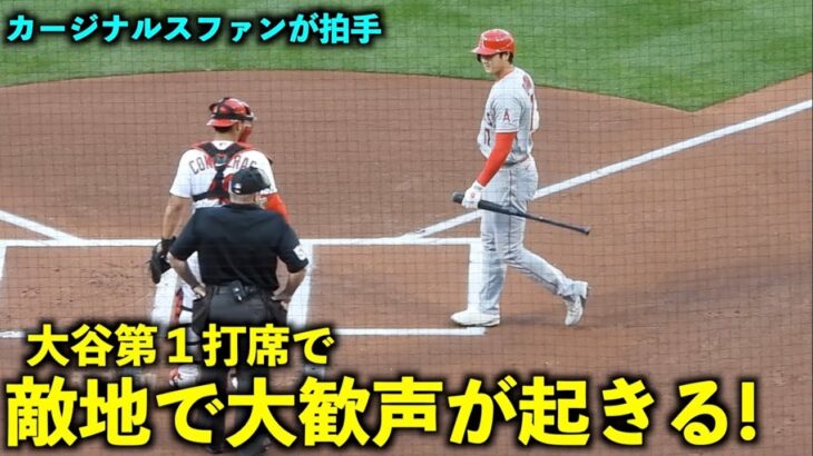 敵地で拍手が！大谷翔平のアナウンス時にカージナルスファンが大歓声を送る！【現地映像】エンゼルスvsカージナルス第2戦5/4