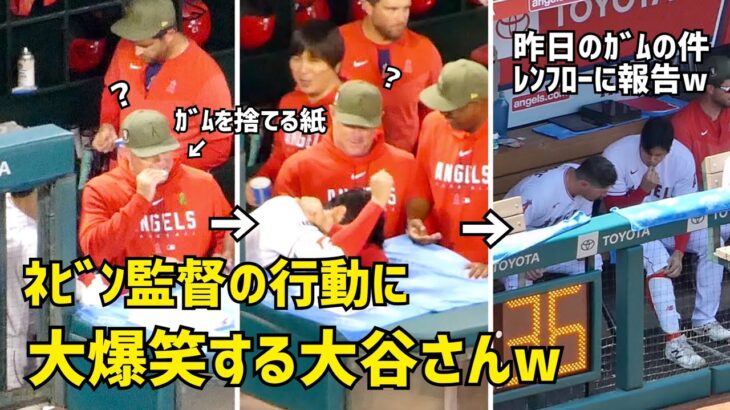 笑い方が最高w ネビン監督の行動に大爆笑する大谷さん 今日はレンフローに報告していた エンゼルス Angels  大谷翔平 Shohei Ohtani 現地映像