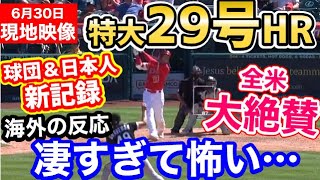 大谷翔平、特大29号ホームランで新記録達成！球場大騒ぎ！「オオタニサン…凄すぎるって」【海外の反応】