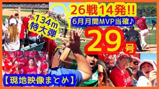 【大谷翔平29号特大弾！6月26戦14発とまらんｗ】月間ＭＶＰ敵なし100%当確や！大歓声でスタジアムが揺れる現地映像まとめ