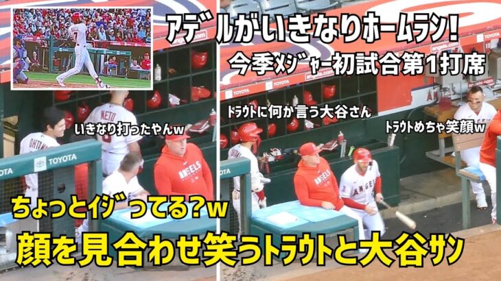 アデルがいきなりホームラン！ 顔を見合わせ笑うトラウトと大谷さんが面白い エンゼルス Angels  大谷翔平 Shohei Ohtani 現地映像