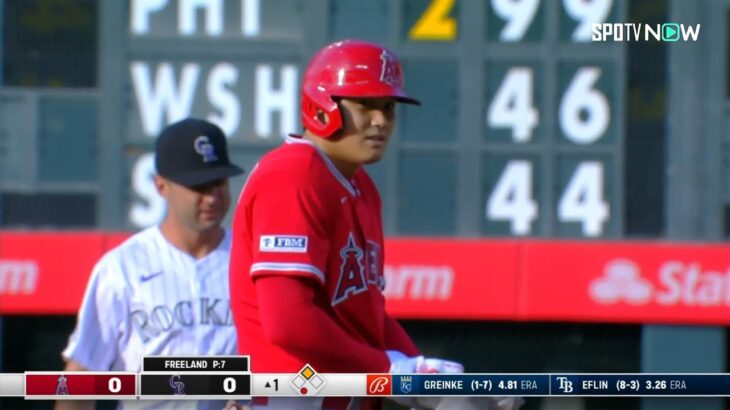 【速報】#大谷翔平 ツーベースヒット! エンゼルス vs ロッキーズ 6.24