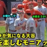 イタズラが気になって仕方ない大谷の背中を触って反応を楽しむモニアックw【現地映像】エンゼルスvsロイヤルズ第３戦6/19