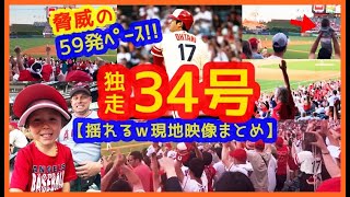 【大谷翔平2戦連発34号キング独走弾！脅威の59本ペースにスタジアムが揺れるｗ現地映像まとめ】