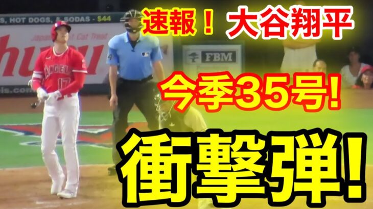 速報！衝撃同点弾!!! 大谷ウッタゾ!今季35号同点ホームラン！2ラン本塁打！大谷翔平　第4打席【7.17現地映像】ヤンキース3-1エンゼルス2番DH大谷翔平  7回裏2死ランナー1塁