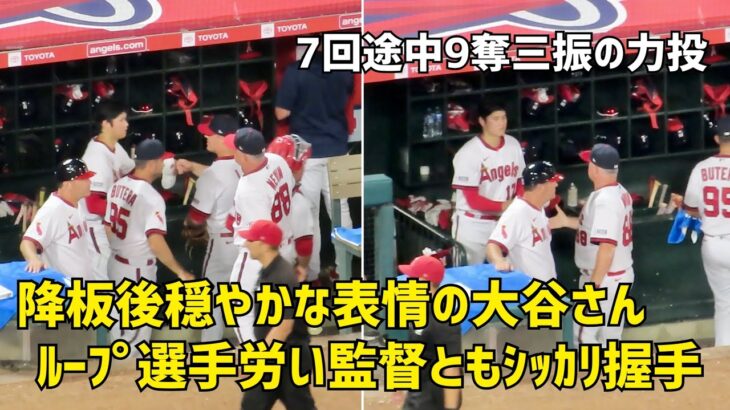 大谷選手８勝目 降板後ループ労い監督ともしっかり握手 ７回途中9奪三振の力投  現地映像 エンゼルス Angels 大谷翔平 Shohei Ohtani