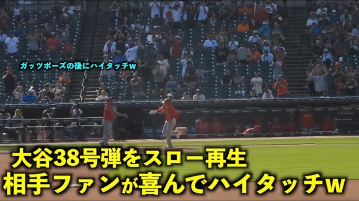 ２打席連発に喜ぶw 大谷翔平 38号HRをスロー再生したらガッツポーズ＆ハイタッチの相手ファンが最高すぎたw【現地映像】エンゼルスvsタイガース第３戦7/28