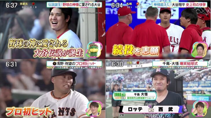 08月12日 プロ野球ニュース -MLB – 大谷翔平が史上初2年連続の2桁勝利2桁ＨＲ