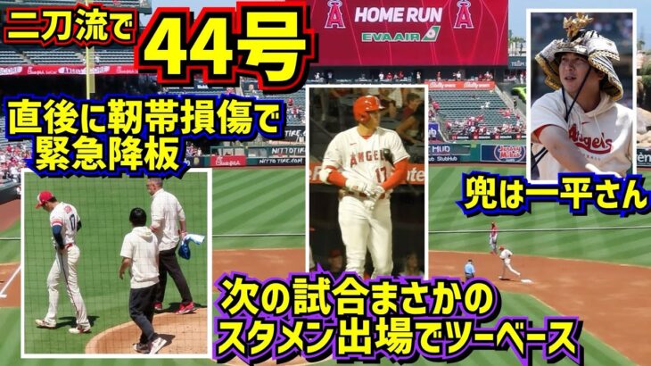 44号‼️直後に緊急降板で靭帯損傷判明😢しかし次の試合はスタメン出場でツーベース【現地映像】8/23vsレッズ  ShoheiOhtani Homerun Angels