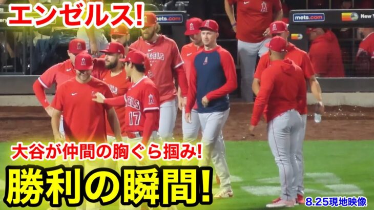 エンゼルス勝利の瞬間！大谷が胸ぐら掴み！【現地映像】