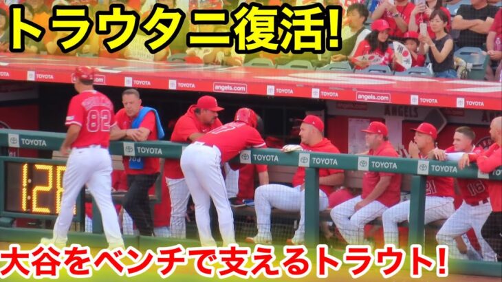 トラウタニ復活！大谷をベンチで支えるトラウト！【現地映像】