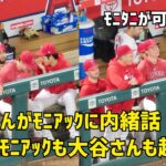 ２人が可愛すぎる！ 大谷さんがした内緒話にモニアックが超笑顔 現地映像 エンゼルス Angels 大谷翔平 Shohei Ohtani