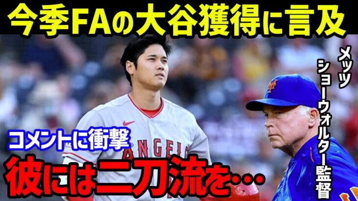 【大谷翔平】「オオタニの二刀流は…」メッツの名敵将・ショーウォルター監督とコーエンオーナーの今季FAの大谷獲得に向けるコメントがやばすぎる【海外の反応/MLB】