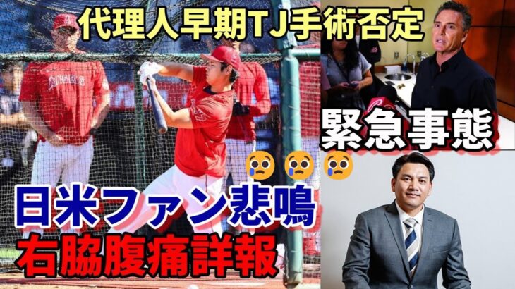 【大谷翔平】日米ファンネット反応 悲鳴😢😢😢右脇腹痛急遽欠場！代理人ネズ・バレロ氏「早期トミージョン手術報道を否定！」