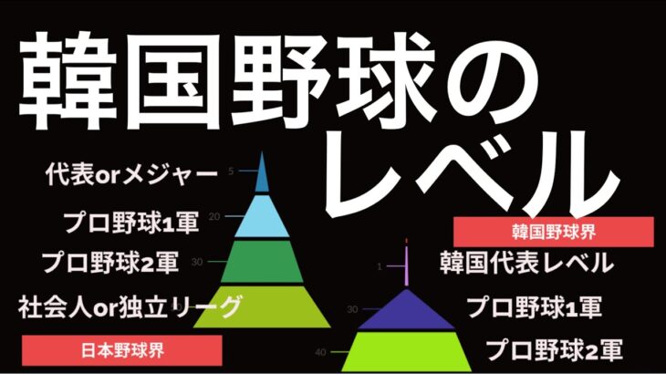 韓国の野球レベルは韓国プロ野球1軍が日本の社会人・独立リーグレベル、韓国代表クラスで日本プロ野球の二軍レベル。アジア大会、今季秋季リーグ、W B C前の練習試合で判断