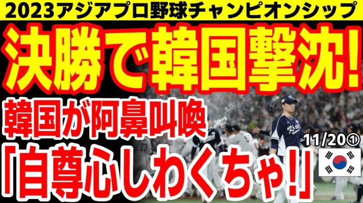 【韓国の反応】｢東京ドーム日本戦悪夢！｣決勝敗北で韓国の落胆っぷりをご覧下さい　23/11/19報道【韓国記事 海外の反応】アジアプロ野球チャンピオンシップ2023　侍ジャパン